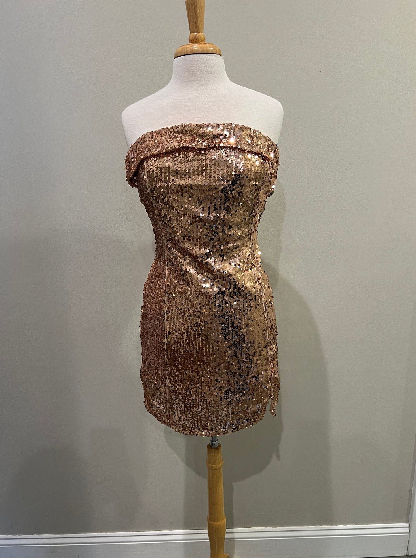 Rose gold mini dress