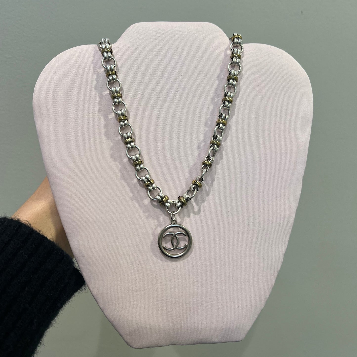 Repurposed mixed metal Chanel necklace